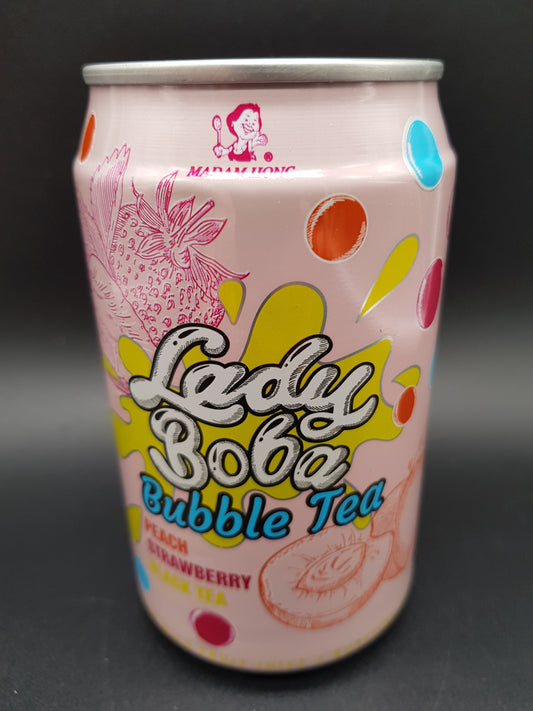 Lady Boba Bubble Tea Peach Strawberry Black Tea 320ml